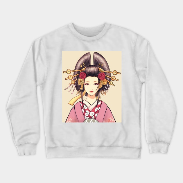 Japanese Girl Geisha Crewneck Sweatshirt by kotchiyuuki